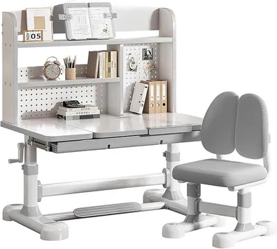 Imagen del producto de Conjunto de escritorio y silla para niños, con altura ajustable, con cajón. Escritorio y silla ergonómicos para niños de 3 a 12 años, con una capacidad de carga de 136 kg, ideal para el estudio en casa