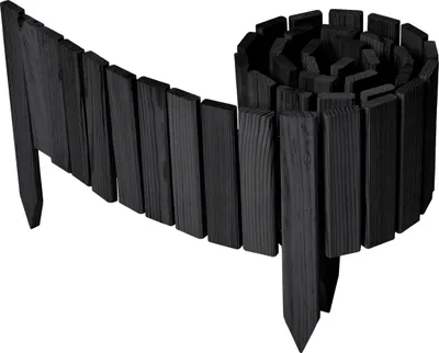 Produktbild von Garronda Beeteinfassung Holz Rollzaun Gartenzaun imprägniert Flexibler Rollborder Rasenkante  Länge: 200 cm (Graphite, Höhe: 20 cm)