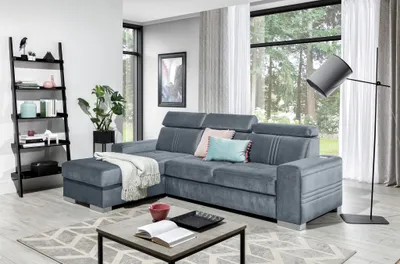 Produktbild von Ecksofa Schlafsofa NOLAN XS inkl. USB in Stoff Element Grau Ottomane Links