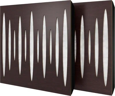 Produktbild von 2er-Pack – Akustikpaneel mit Samtstoff und Befestigungsset |50x50x5cm|Schallabsorption-Diffusion-Reflexion-Schalldämmung|[PULSAR -Wenge|Weiß]