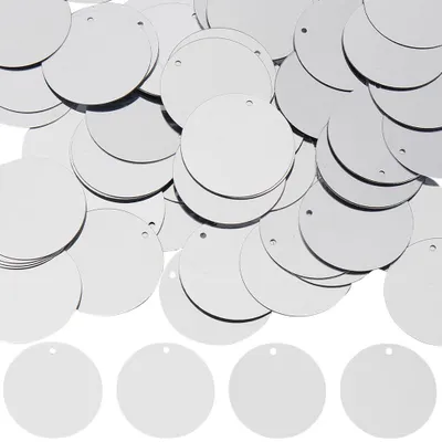 Pailletten, 80 g, silber, rund, 30 mm, PVC, glitzernd