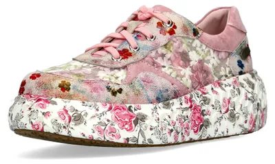 Produktbild von Laura Vita Damen Sneaker Blüten Sickereich Mesh Plateau SODAO 64, Größe:38 EU, Farbe:Rosa