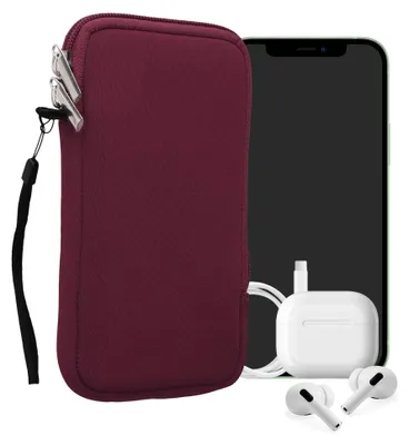 Produktbild von kwmobile Neopren Handytasche für Smartphones XL - 6,7/6,8" - Handy Tasche mit Reißverschluss - Handyhülle universal Brombeere
