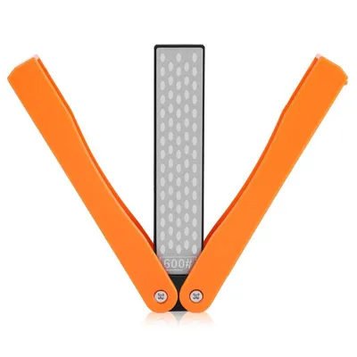 Produktbild von Faltbar Doppelseitig Messerschärfer, Diamond Sharpener Schleifstein Schleifwerkzeug für Outdoor Camping Küche Schärfen Werkzeug (orange)