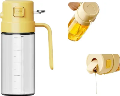 Immagine prodotto di INF Spruzzatore Olio in Vetro da Cucina 500ML - Dosatore Doppio Uso per Cucinare Sano Giallo