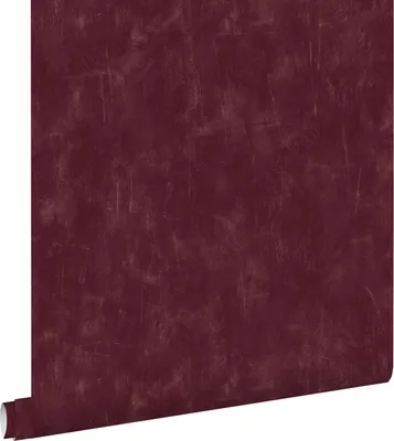 Imagen del producto de ESTAhome papel pintado liso con efecto pictórico rojo burdeos intenso 53 cm x 10.05 m