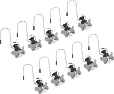 Produktbild von 10 Stück Einzelbolzenbefestigung L-Schienen-Zurranker mit Haken für Transporter, Pickups, Anhänger, Bruchlast 110 lbs, Grau