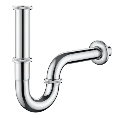 Produktbild von Design Siphon für Waschbecken G 1 1/4, Flaschengeruchsverschluss Röhrensiphon aus Edelstahl, P-Trap Abflussrohr mit Wandrosette für Bad Waschtisch