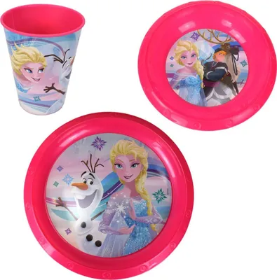 Produktbild von 3-tlg. Plastikgeschirr-Set für Kinder Disney Frozen oder Peppa Wutz