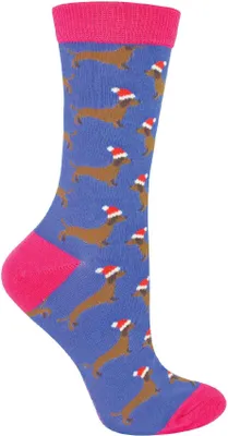 Produktbild von Damen Weihnachtssocken Lustig | Neuheit Dackel Socken Bambus | Miss Sparrow