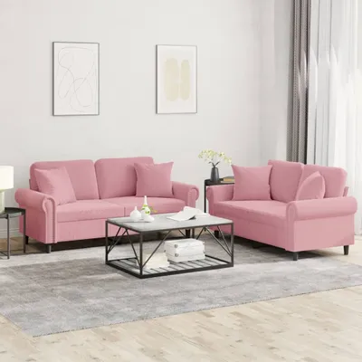 Obrázok produktu pre Maison Exclusive – 2-dielna sedacia súprava s vankúšmi z ružového zamatu