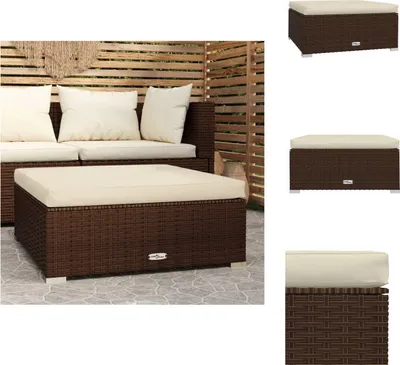 Produktbild von vidaXL Gartenhocker mit Kissen Braun 70x70x30 cm Poly Rattan -  Gartensofaelemente