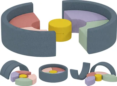 Produktbild von 7-teiligesWeichbauklötze-SetfürKleinkinder,Schaumstoff,waschbarerCordbezug,verschiedeneFormen,Bunt