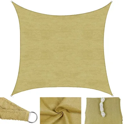 Image de Mucola Voile d'ombrage Voile d'ombrage de protection contre le vent Voile d'ombrage de balcon - Rectangle 2x4 m Beige