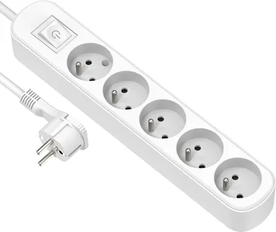 Produktbild von Electraline 32042 Mehrfachsteckdose, 5-fach - 1,5 m - Weiß - Mit Schalter/Flachstecker