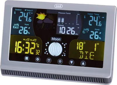 Produktbild von Trevi ME 3P70 RC, Grau, Innen-Luftdruck, Innen-Hygrometer, Innen-Thermometer, Außen-Barometer, Außen-Hygrometer,..., Barometer, 20 - 95%, 1 - 99%, 0,1 °C