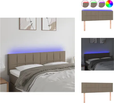 Produktbild von vidaXL LED Kopfteil Taupe 144x5x78/88 cm Stoff -  Kopf- & Fußenden