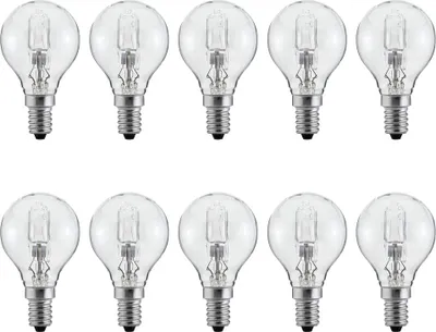 Produktbild von 10 x Halogen Tropfen 42W fast 60W E14 klar Kugel warmweiß dimmbar
