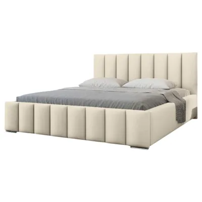 Obrázek produktu pro Postel Greta 180x200 s úložným boxem, Čalouněná Manželská postel, pevný lamelový rošt. Bežová Velvet. Výrobce ADIDAR