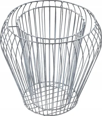 Produktbild von KADAX Gabione aus verzinktem Stahl "Lazer", Gabionentopf, runder Drahtkorb, Pflanzenkorb, Blumentopf, Silber, 29 cm