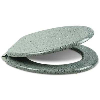 Produktbild von Sanfino® Premium WC Sitz "Grey Splash II" hochwertiger Toilettendeckel mit Absenkautomatik aus Holz, hoher Sitzkomfort & einfache Montage