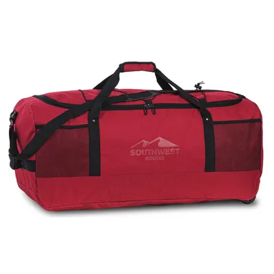 Image de Southwest Bound Sac de voyage à roulettes pliable XXL Sac de voyage 90l , Couleur:Rouge