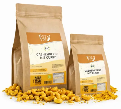 Produktbild von Tasty Pott Cashewkerne Curry geröstet und gesalzen - im Beutel - 500g