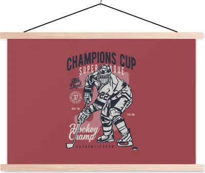 Produktbild von MuchoWow® Textilposter Eishockey-Schlittschuhe - Sport - Vintage 120x80 cm mit holzfarbenen Rahmen - Aufhängeset
