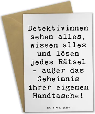 Produktbild von Mr. & Mrs. Panda jubiläumskarte Spruch Detektivin Rätsel - Weiß - Geschenk, hochzeitskarten, Detektivinnen lösen jedes, Geschenke für Berufstätige, einladungskarten