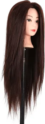 Produktbild von Frisierkopf Trainingsköpfe Übungskopf Styling-Kopf 24" Synthetik Haar Puppenkopf mit Halter & DIY Haar Zubehör Set für Friseure