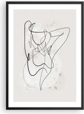 Produktbild von Gerahmtes Poster - Schwarzer Rahmen - Linie Frau Linie - 50x70 cm - Wand Bild - Wanddeko - Wandbilder - Kunstposter - Wandposter - Bilderrahmen - Bilder - Kunstdruck - Wanddekoration - P2BPA50x70-5119