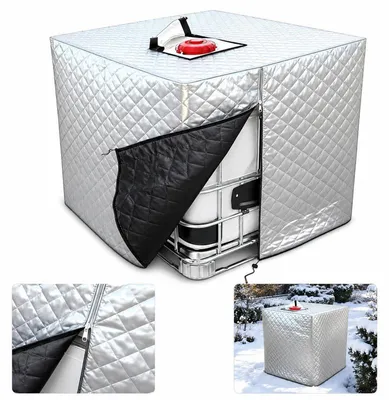 Produktbild von IBC Tank Winterabdeckung 120x100x116 cm, Frostschutzhaube für Regentonne 1000L, wetterfest mit Reißverschluss