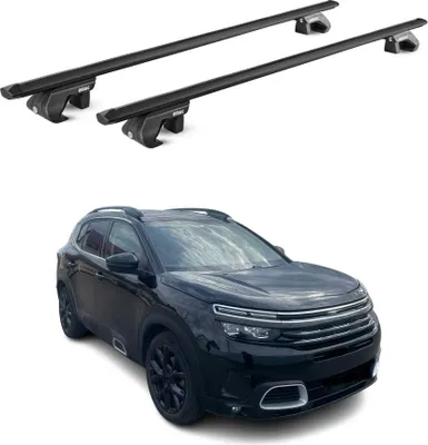 Image de Barres de toit transversales pour Citroen C5 Aircross 2019-2025 Noir 2x ABE