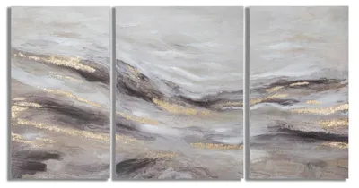 Image de Ensemble De 3 Toiles Monty, Style Glamour, Peintures Abstraites Avec Cadre En Bois, Dimensions Totales 150 X 2,7 X 80 Cm - Décoration Murale Multicolore