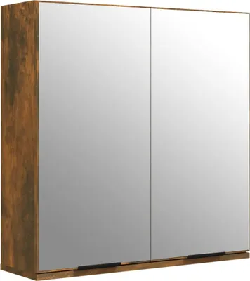 Zdjęcie produktu dla vidaXL Szafka łazienkowa z lustrem dąb wędzony 64x20x67 cm
