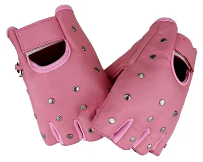 Produktbild von Fingerlose Motorradhandschuhe für Biker mit Nieten in Pink