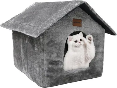 Produktbild von Tragbares Katzenhaus mit Plüschkissen – Faltbar und weich – 45x40x45 cm