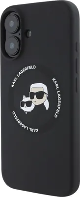 Produktbild von Karl Lagerfeld KLHMP16SSKCHTCK iPhone 16 6,1" schwarz/schwarz Hardcase Silikon Karl&Choupette Heads MagSafe Schutzhülle