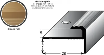 Produktbild von Einschubprofil "Stannington" mit Nase für Designbeläge, Einfasshöhe 5 mm, Aluminium eloxiert, gebohrt-bronze hell-900