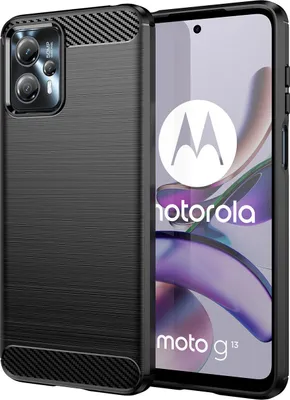 Produktbild von Carbon Case Motorola Moto G13 Hülle Flexibles Silikon Carbon Case Schwarz