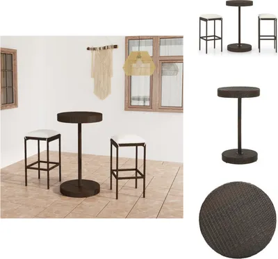 Immagine prodotto di vidaXL Set bar da giardino 3 pezzi con cuscini in rattan marrone - Set di mobili da giardino