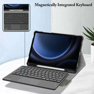 Produktbild von FINTIE Tastatur Hülle für Samsung Galaxy Tab S10 Lite/S10 FE/S9 FE 10.9" & S9 11" Tablet, Deutscher Tastatur mit Touchpad Magnetisch Abnehmbarer Keyboard Cover, Schwarz