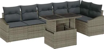 Zdjęcie produktu dla vidaXL Zestaw sof ogrodowych z poduszkami 7 szt. szary 100 x 55 x 73 cm