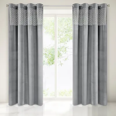 Produktbild von Vorhang PILAR stahl hellgrau grau 140x250 cm  Ösen Ösenvorhang