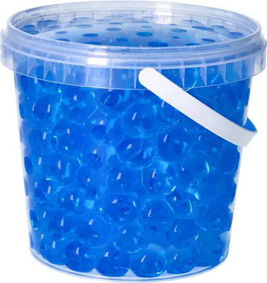 Produktbild von trendfinding 1 Liter Eimer Aqualinos Hydroperlen, Größe 1,5 bis 2,5 cm, Blau