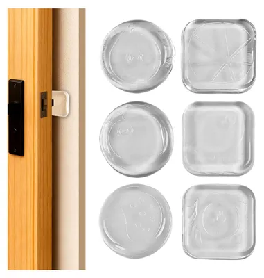 Produktbild von 6 Stück selbstklebende Türgriffstopper, quadratische Wandstopper, Gummipuffer mit Muster für Türschutz