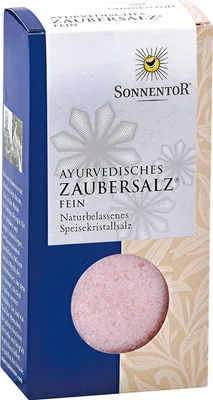 A product box for Sonnentor Ayurvedisches Zaubersalz fein.