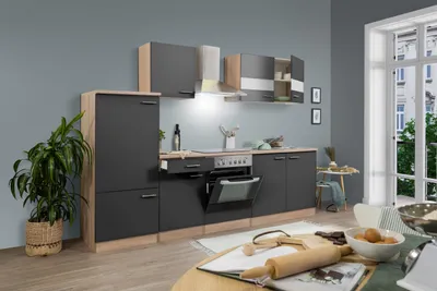 Produktbild von Küche Küchenzeile Leerblock Einbauküche Eiche Grau Merle 270 cm Respekta