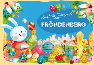 Produktbild von vianmo Holzschild 20x30 cm Ostergrüße FRÖNDENBERG Ostern