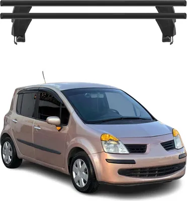 Zdjęcie produktu dla Poprzeczne relingi dachowe do Renault Modus 2004–2013, aluminium, czarne, 2 szt.